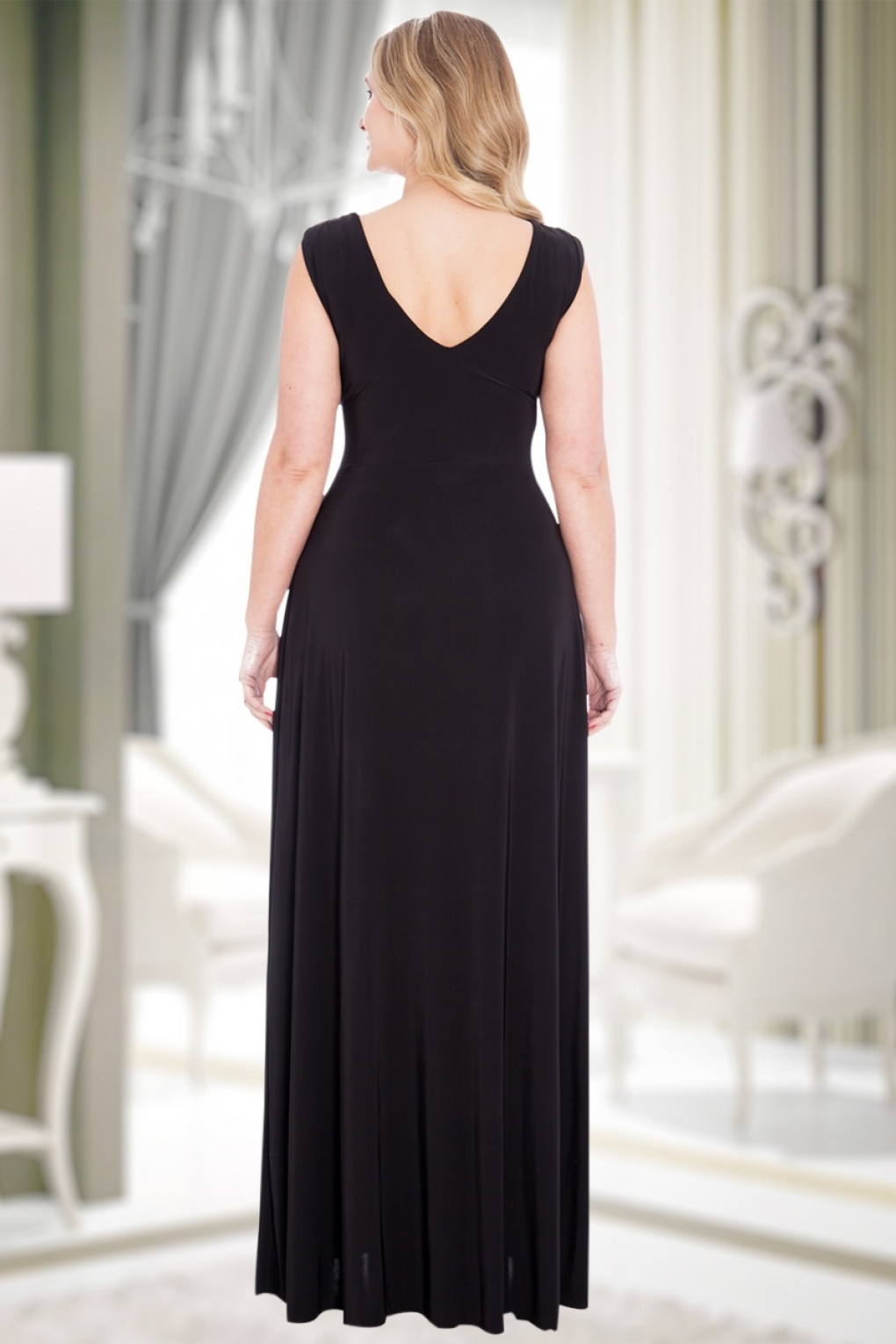 50s Goddess Maxi Dress in Black