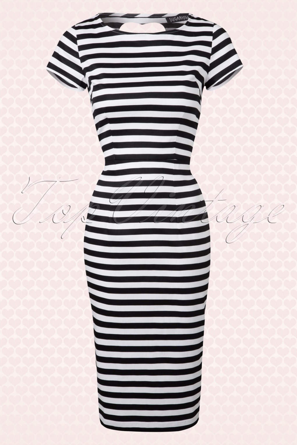 50s Sally Striped Shift Dress In Black And White
