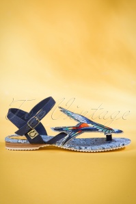Miss L-Fire - 50s Bluebird Sandals with Embroidery 4