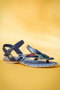 Miss L-Fire - 50s Bluebird Sandals with Embroidery 2