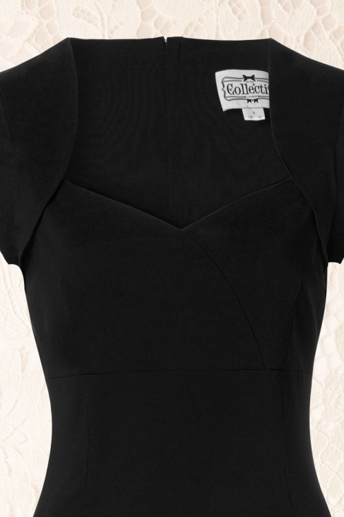 Collectif Clothing - 50s Regina Bengaline Pencil Dress in Black 5
