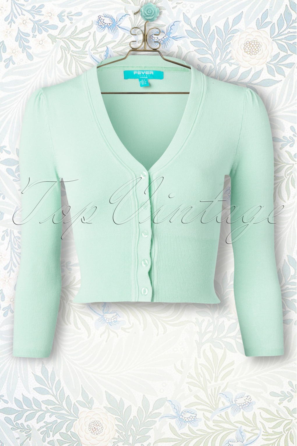 50s Mariel Cardigan In Mint Green 