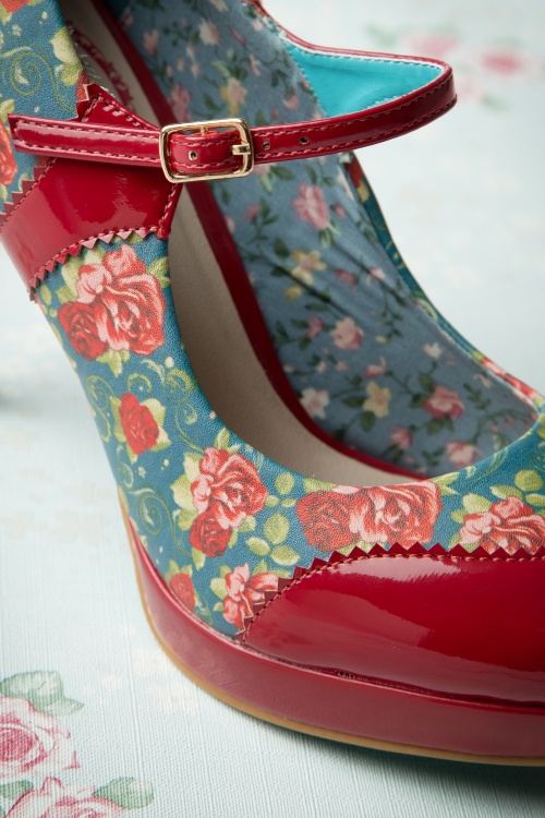 50s Mary Jane Pumps in Red Rose