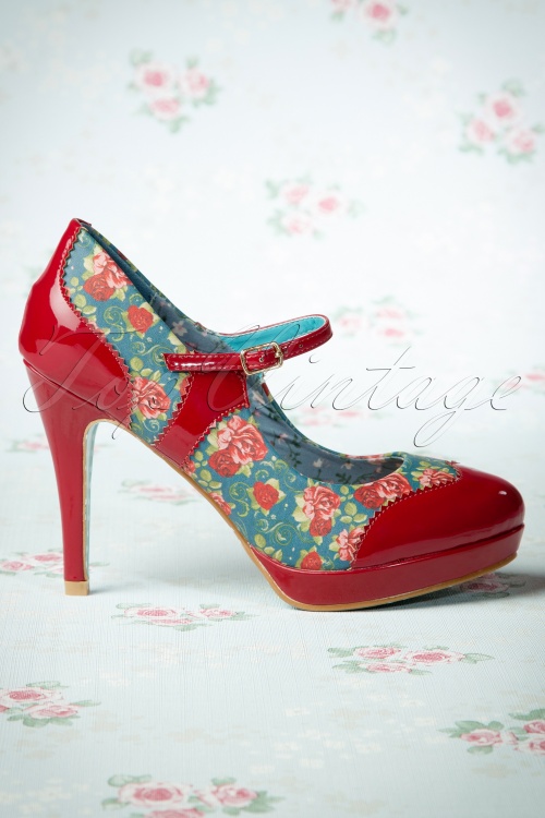 50s Mary Jane Pumps in Red Rose