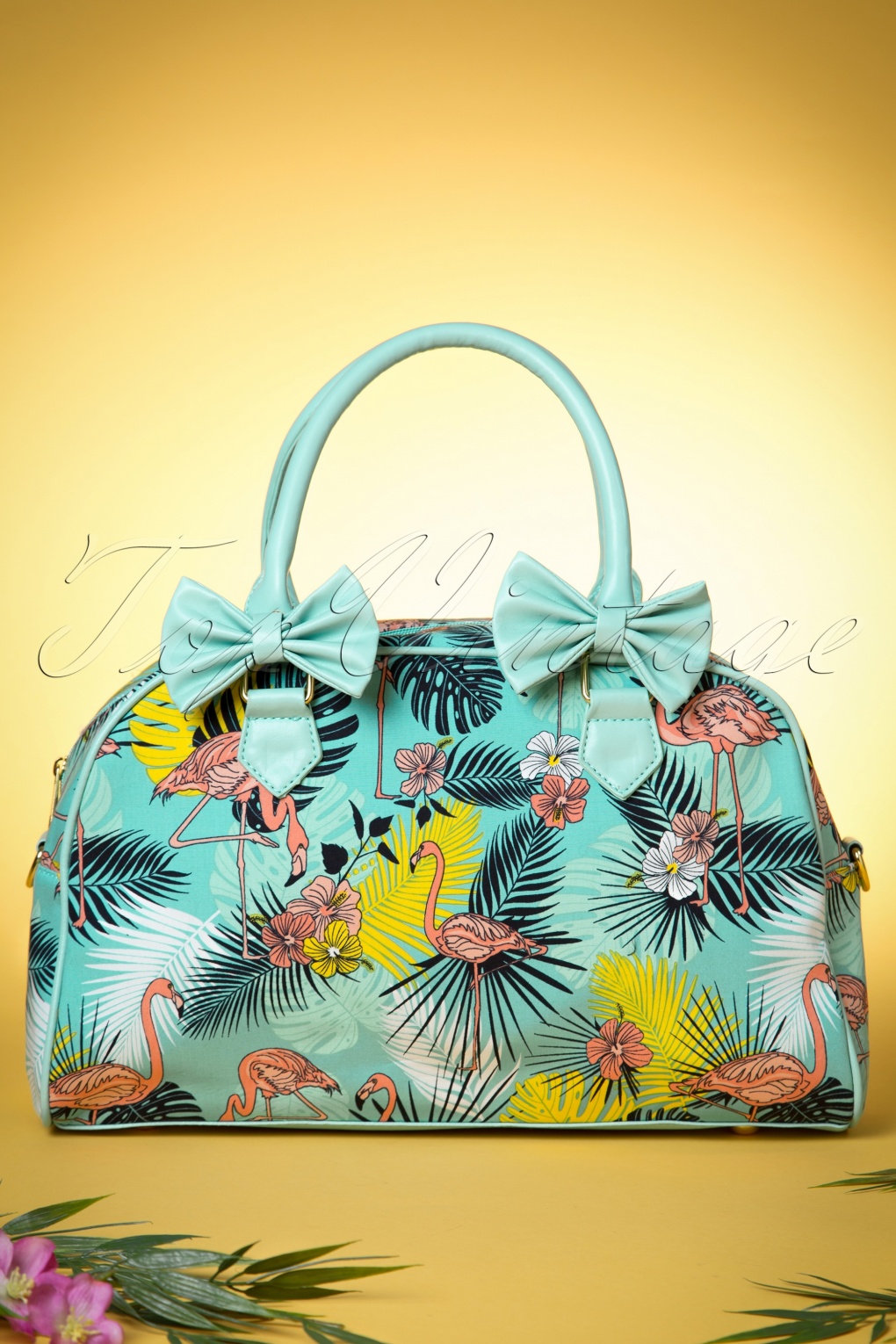 60s Wanderlust With Flamingo Bag in Blue