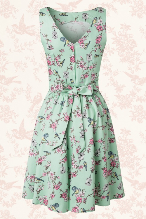 50s Birdcage Tea Dress in Mint Green