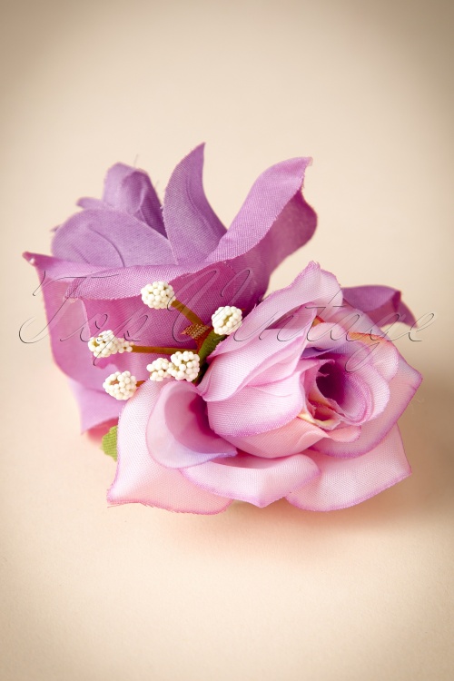 Collectif Clothing - Pin-Up dubbel haar rozen clip crème