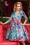 Birdie Floral Dress Années 50 en Turquoise et Rose
