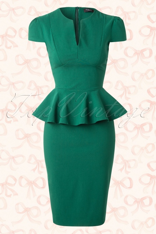 Vintage Chic Emerald Green Deep V Dress 100 40 14563 20150127 0008AW