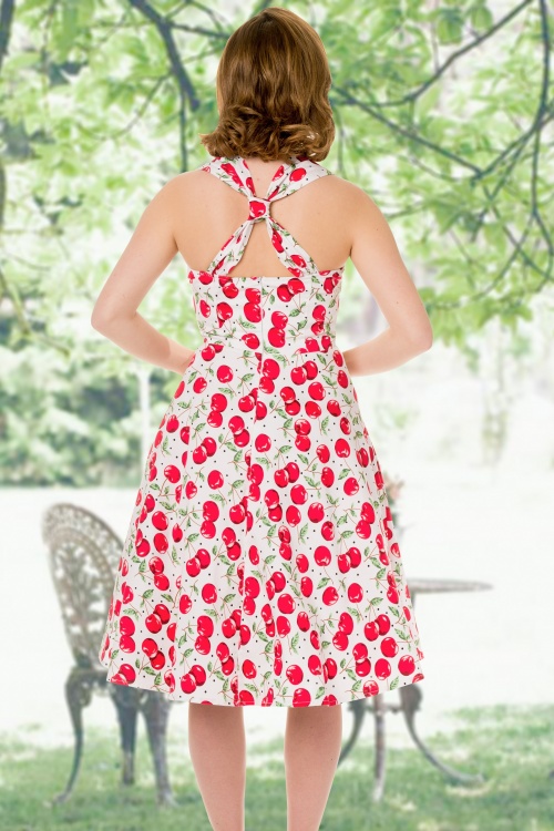 50s Cherry Summer Dress in White