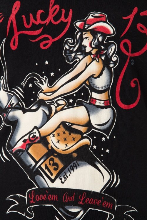 Lucky 13 - Giddy-Up T-Shirt Années 1950 en Noir 3