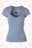50s Sophia Striped Top in Ivory and Blue