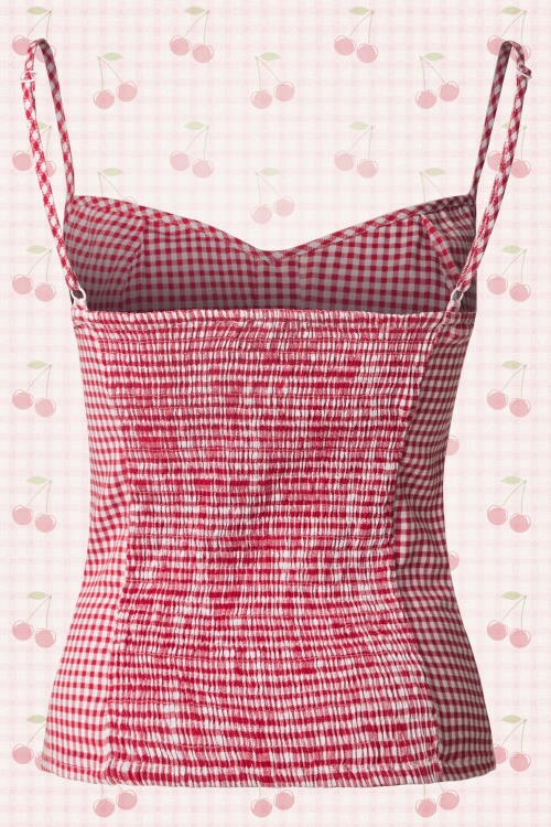 50s Flavia Picnic Gingham Top in Red and White