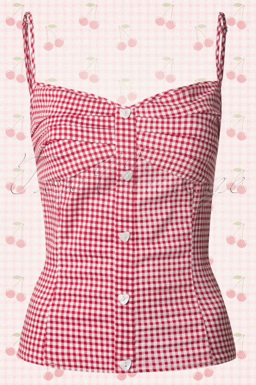50s Flavia Picnic Gingham Top in Red and White