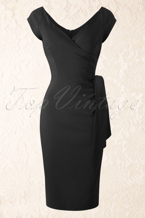 50s Hourglass Vintage Pencil Dress In Black