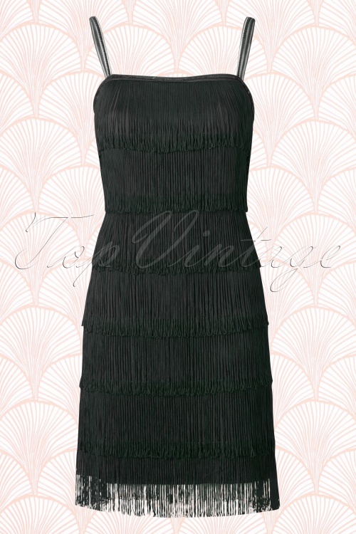 20s Vivienne Fringe Flapper Dress in Black
