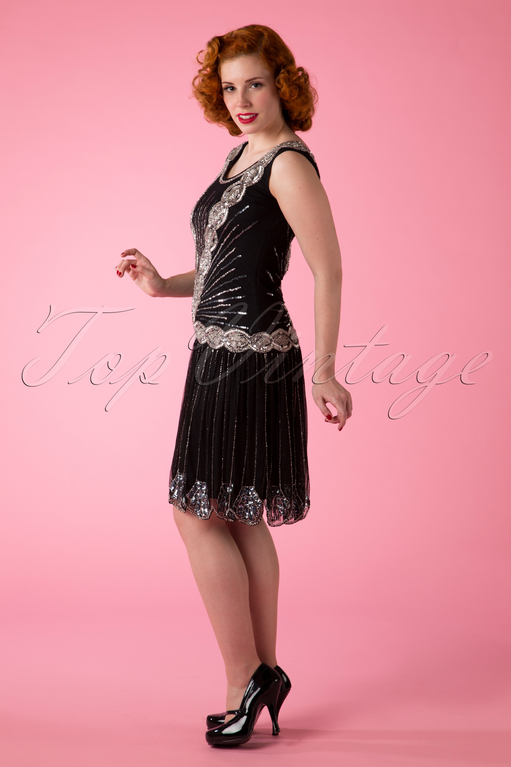 Frock and Frill - Zelda Flapper-jurk in zwart 6