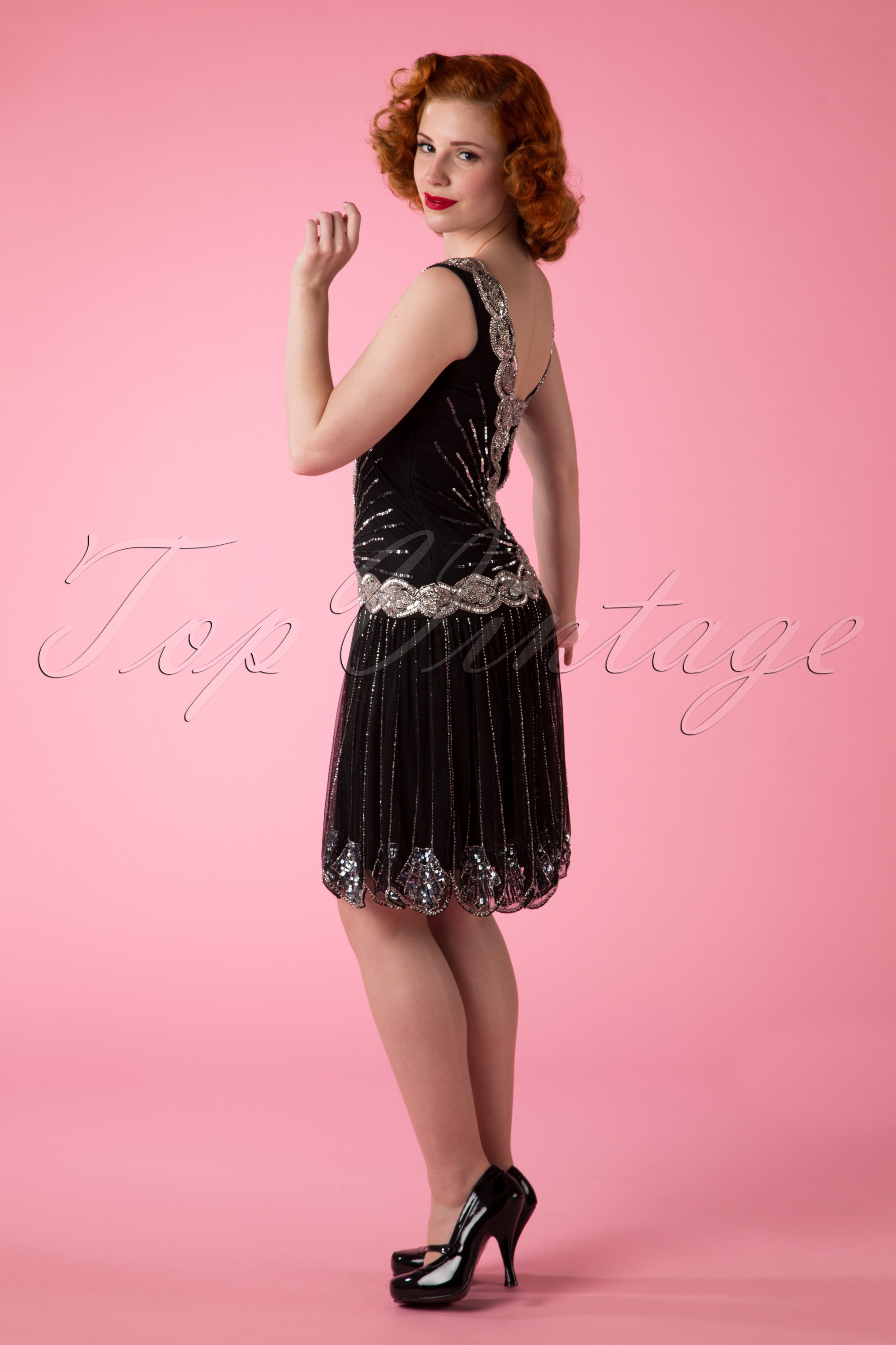 Frock and Frill - Zelda Flapper-jurk in zwart 7