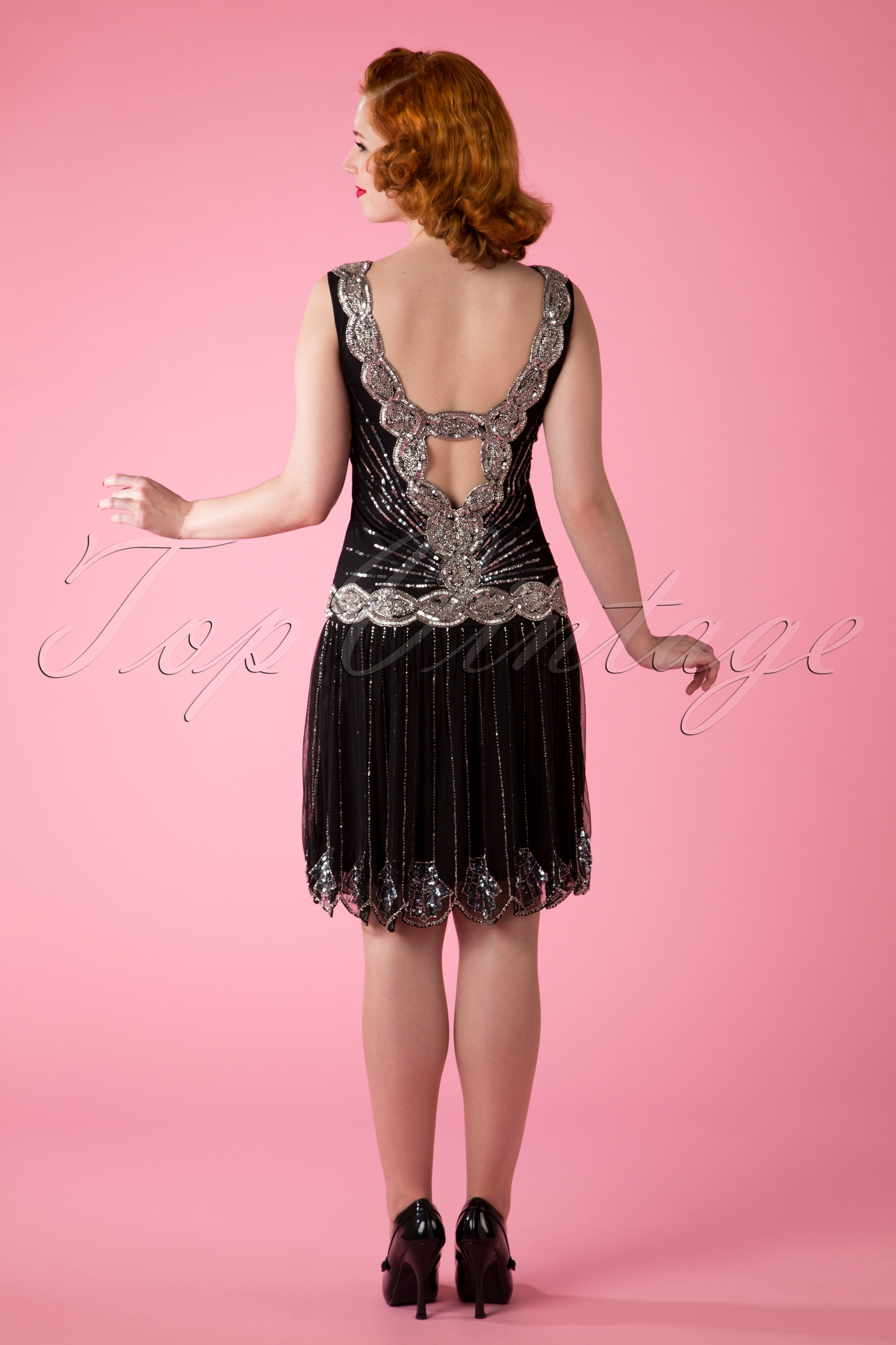 Frock and Frill - Zelda Flapper-jurk in zwart 5