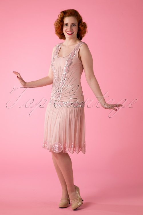 20s Zelda Flapper Dress in Rose