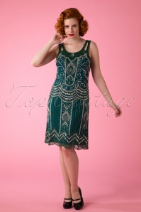 Frock and Frill - Ziegfeld Flapper-jurk in smaragdgroen