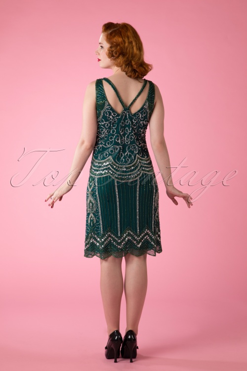 Frock and Frill - Ziegfeld Flapper-jurk in smaragdgroen 2