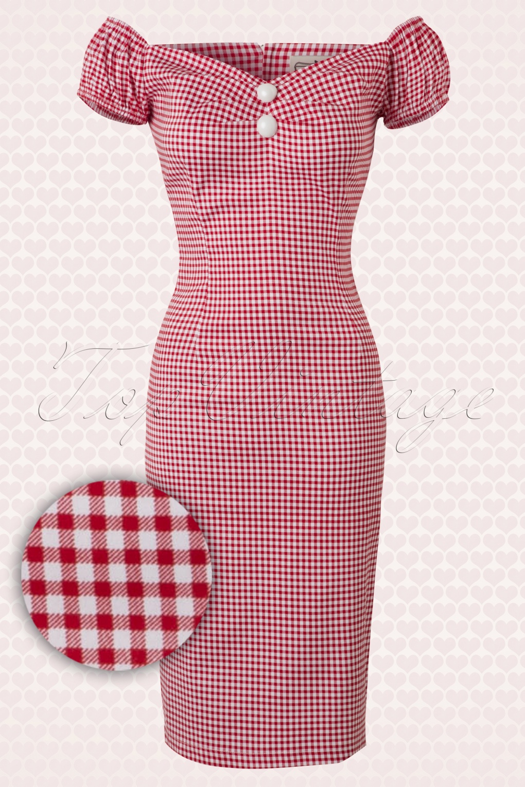 50s Dolores Picnic Gingham Dress In Red And White 2256