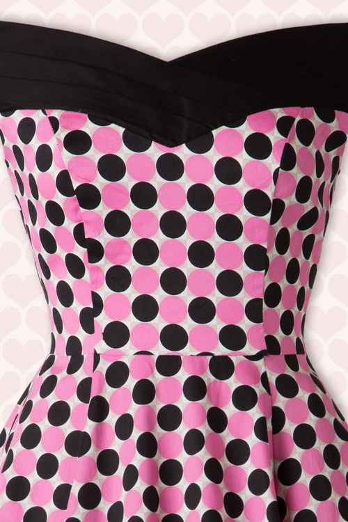 50s Patty Polkadot Swing Dress in Pink and Black