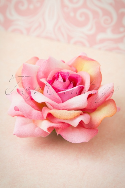 Collectif Clothing - 50s A Rose Is A Rose Is A Rose In Ombre Hair Clip Brooch