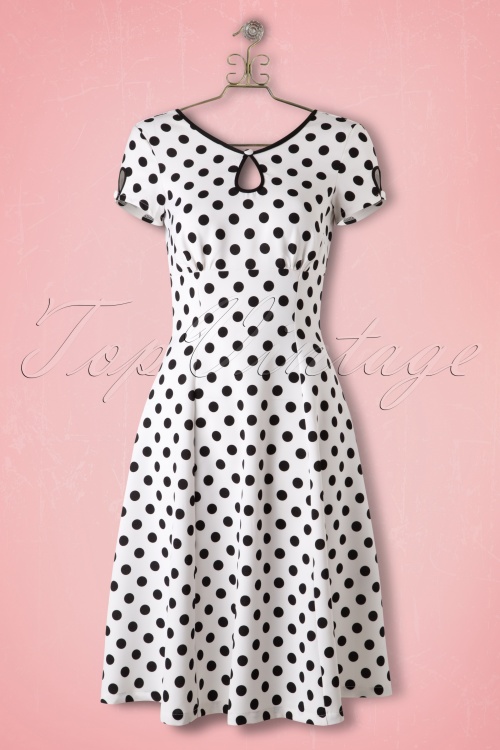 Banned Retro 50s Wonderwall Polkadot Dress In White And Black