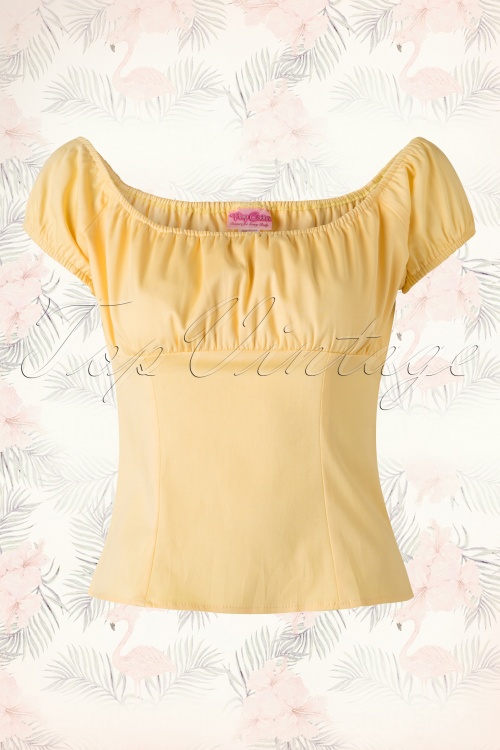 50s Peasant Top in Pastel Yellow