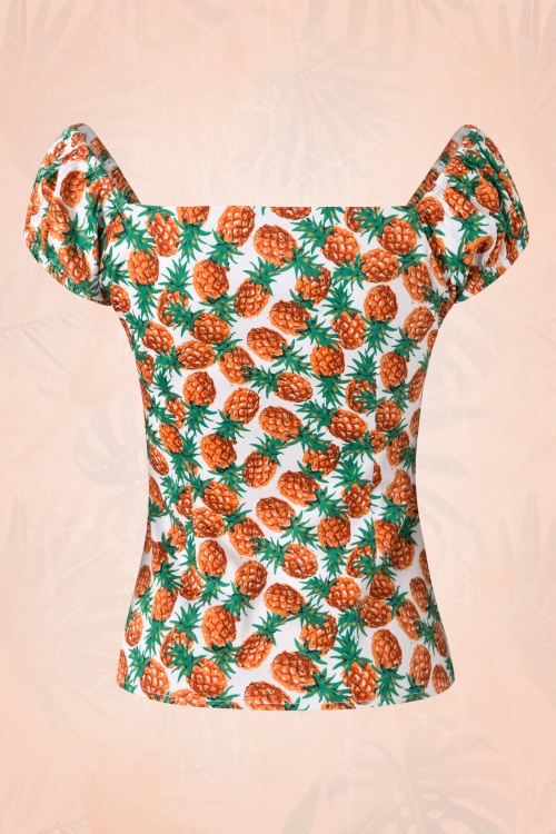 50s Dolores Pineapple Print Top