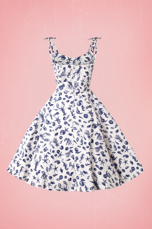 50s Janie Sea Shell Swing Dress In Ivory 9332