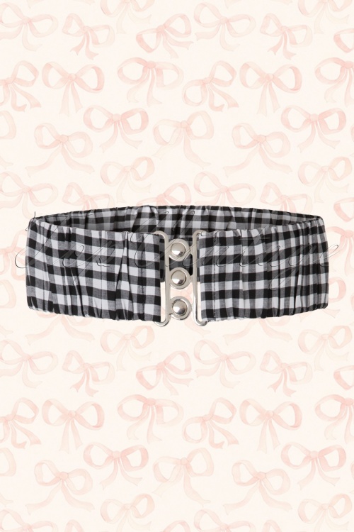 Bunny - 50s Retro Gingham Belt in Black and White