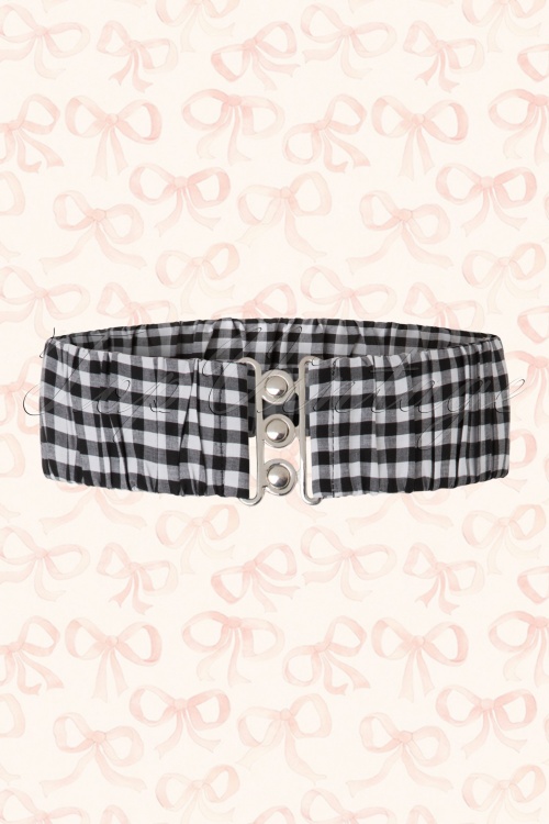 Bunny - Retro Gingham riem in zwart en wit