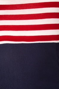 Steady Clothing - Sally Wiggle-jurk in marineblauw met rode en witte strepen 5