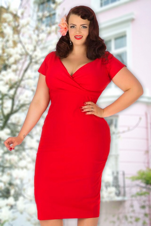 50s Ursula Pencil Dress in Red