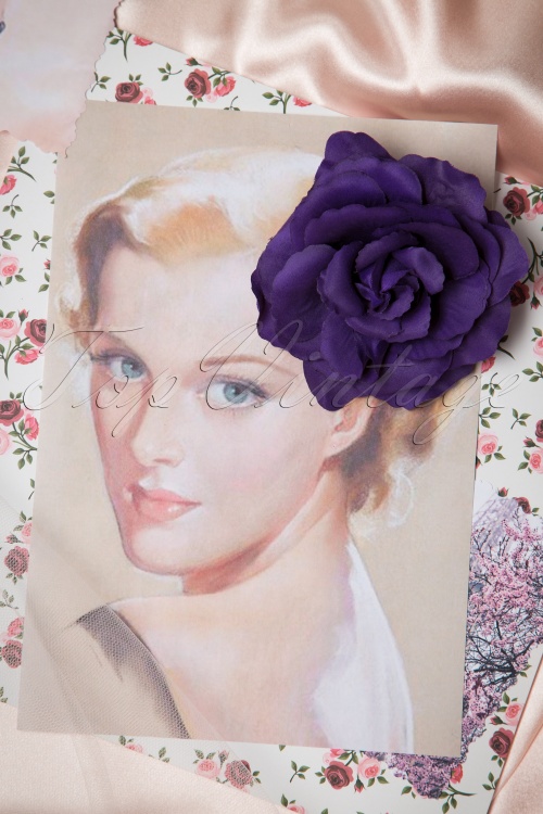Rosie - 50s Bring Me Flowers Daily Hair Clip in Purple 2