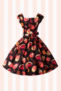 Lady V by Lady Vintage - 50s Cupcake Swing Dress in Black 6