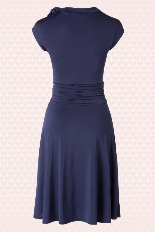 Retrolicious - Bridget Bombshell-jurk in marineblauw 5
