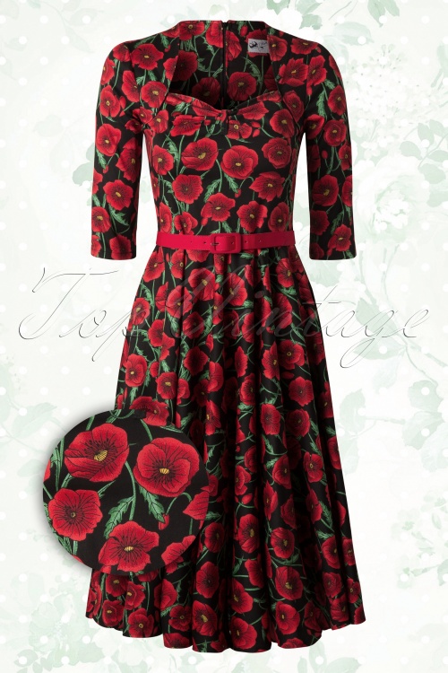 black dress with red poppies