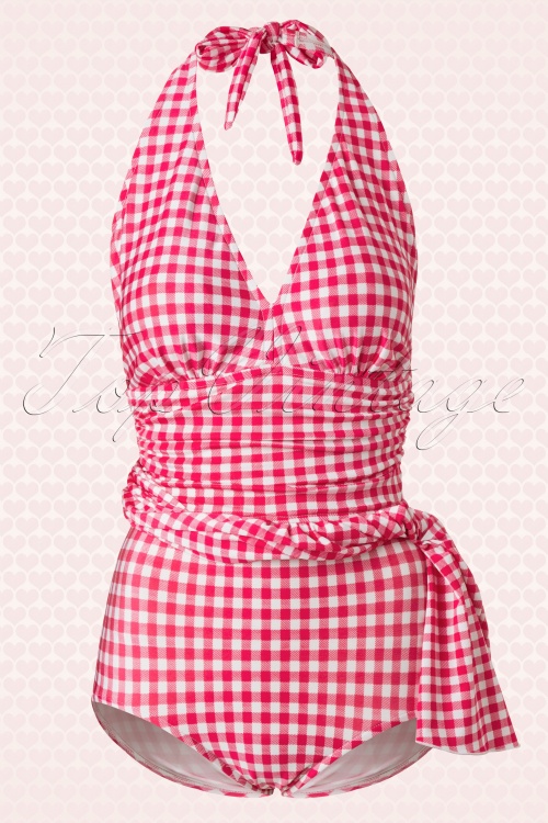Esther Williams - Topvintage Exclusive ~ 50s Marilyn Swimdress in Raspberry Red Gingham 6