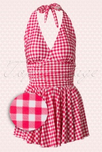 Esther Williams - Topvintage Exclusive ~ 50s Marilyn Swimdress in Raspberry Red Gingham 5