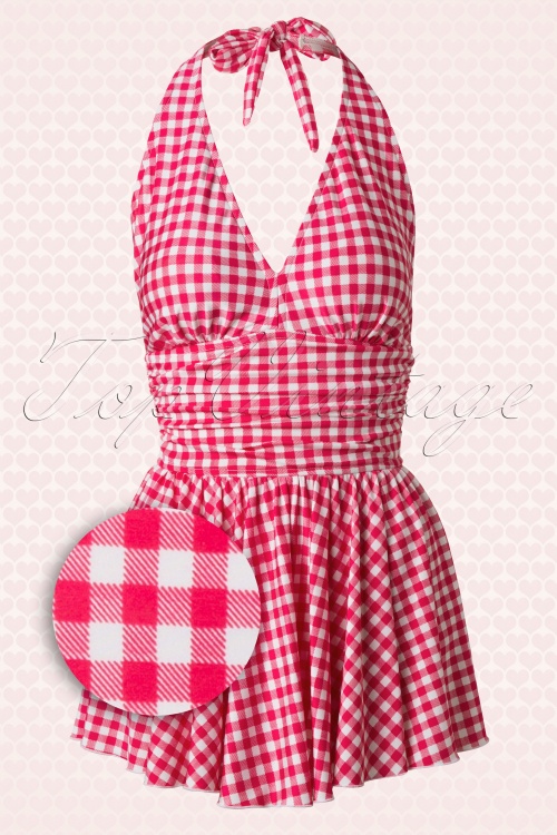 Esther Williams - Topvintage Exclusive ~ 50s Marilyn Swimdress in Raspberry Red Gingham 5