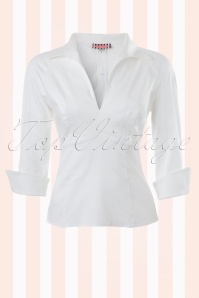 Pinup Couture - Lauren Top aus weißem Satin 4