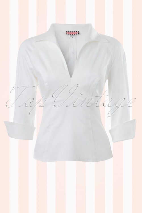 Pinup Couture - Lauren Top aus weißem Satin 4