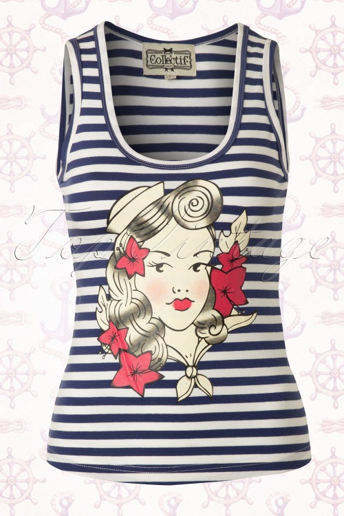 Collectif Clothing Navy Sailor Top 12649 20140612 0003WB