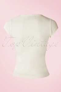 Collectif Clothing - Alice Plain T-Shirt Années 50 en Ivoire 3