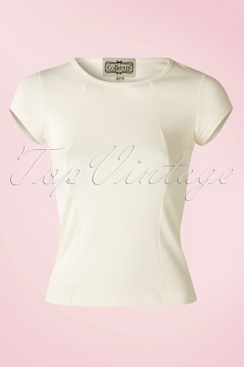 Collectif Clothing - Alice effen T-shirt in ivoor