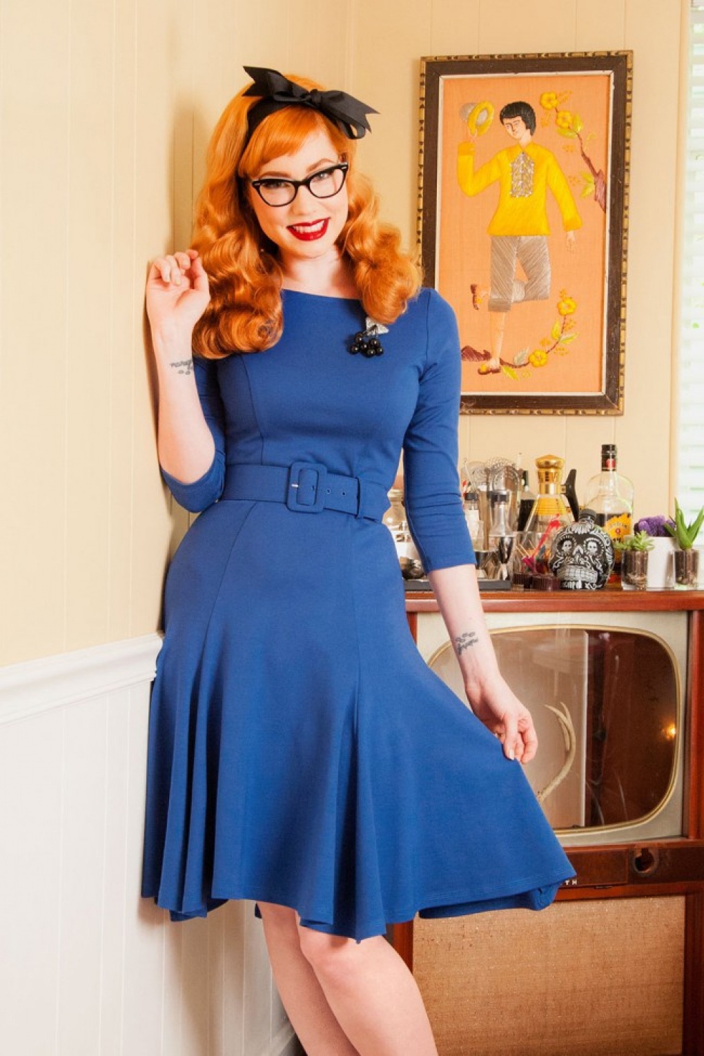 50s Sabrina Dress in Royal Blue